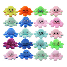 Wholesale New design cute plush octopu toys double sided Many expressions reversible mood plushie octopus